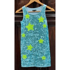 Gap Kids Neon and Silver Blue Sequined Star Dresses  100% cotton - size M